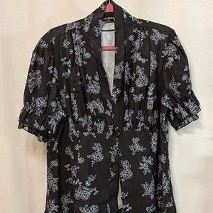 Scarlet Darkness Women Victorian Short Sleeve Shirt Steampunk Lace Up Blouse